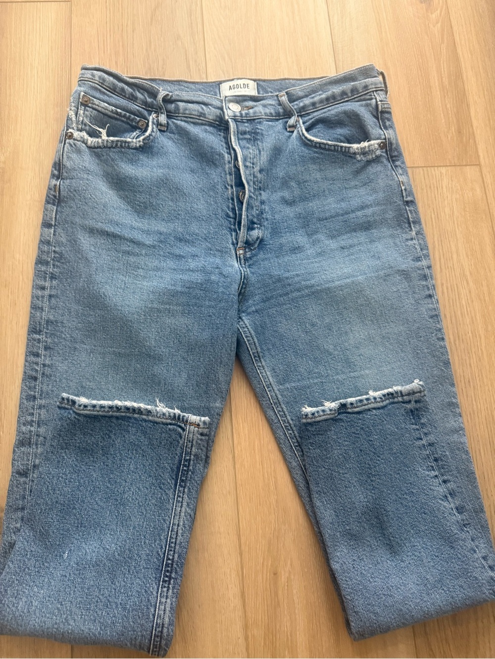 AGOLDE High Rise Straight Leg Button Up Jeans